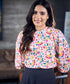 Floral Long Sleeve Pink Chiffon  Top